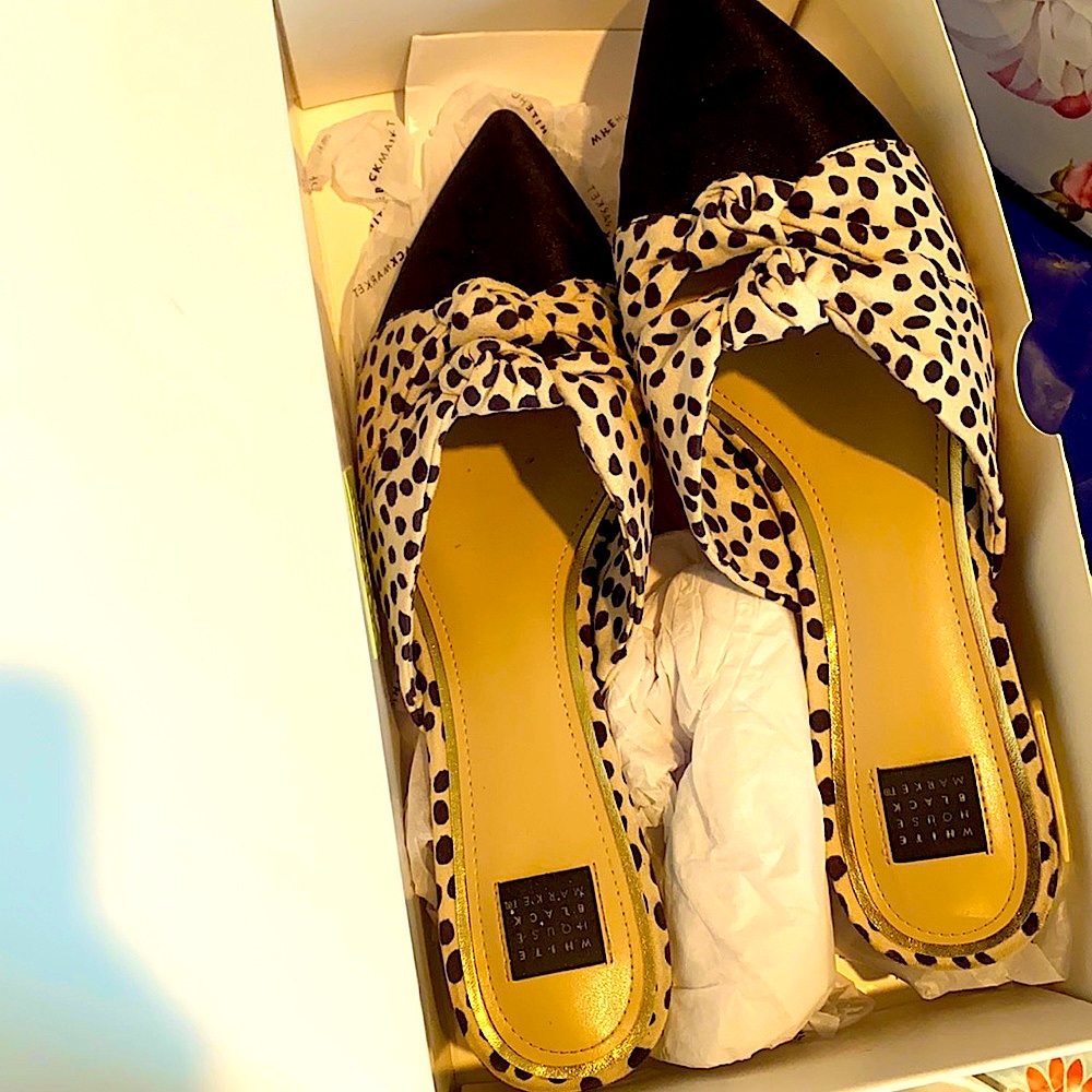 White House Black Market Polka Dot Slide On Loafers
